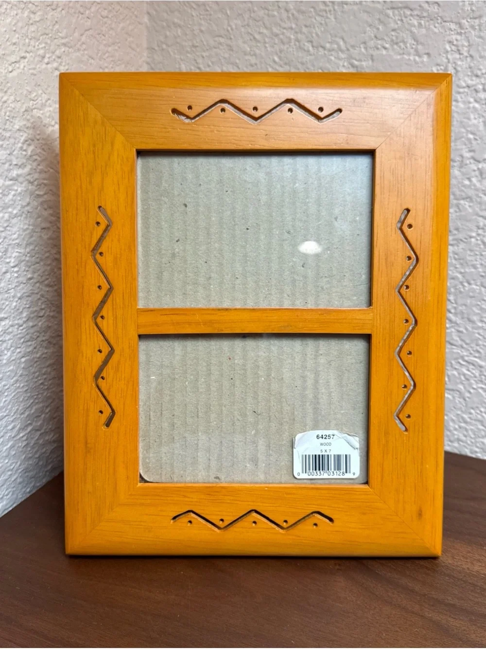 VTG Fetco Teak Wood Double Photo Frame Handcrafted Carved MCM 5